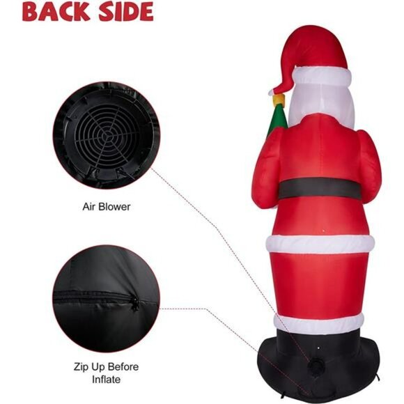 8 FT Inflatable Santa Claus Christmas Decorations with Built-in LED Light - Picture 6 of 7